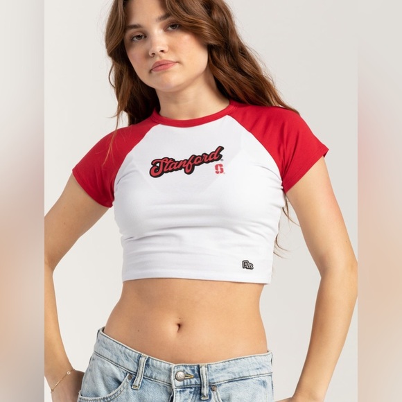 NWT - HYPE AND VICE Stanford Homerun Womens Raglan Tee - Size L - Picture 2 of 3